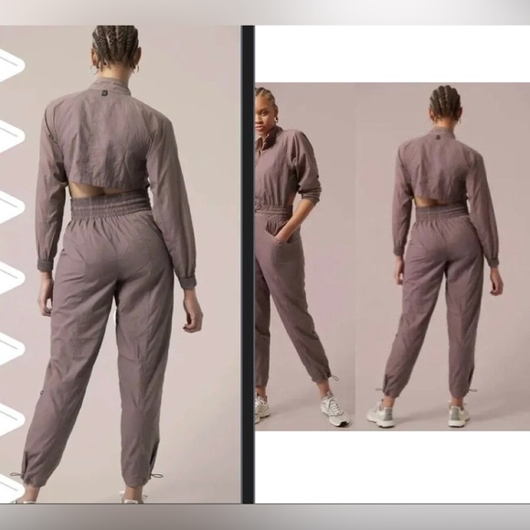 Athleta x Alicia Keys Keys Utility Jumpsuit gold hardware smoked almond - Picture 2 of 11